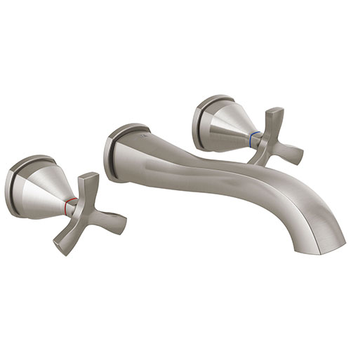 Delta Stryke Stainless Steel Finish Cross Handle Wall Mounted Bathroom Faucet Trim Kit (Requires Valve) DT35766LFSSWL