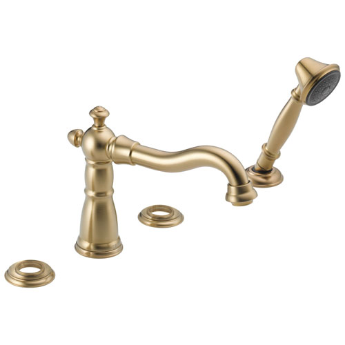 Qty (1): Delta Victorian Roman Tub With Hand Shower Trim Less Handles in Champagne Bronze