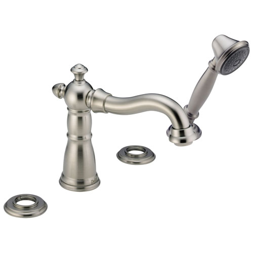 Qty (1): Delta Victorian Roman Tub With Hand Shower Trim Less Handles in Stainless Steel Finish