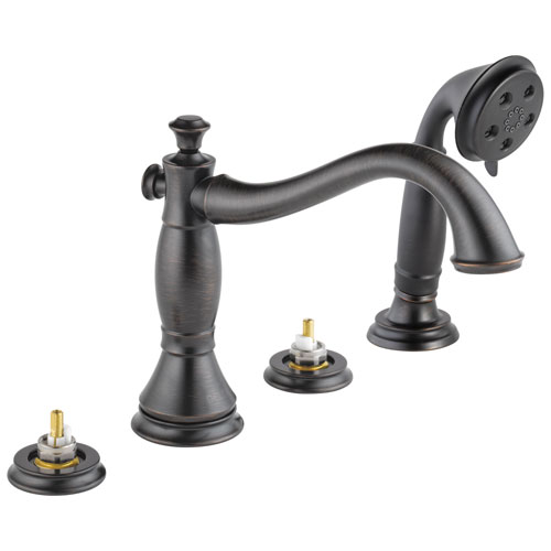 Qty (1): Delta Cassidy Roman Tub With Hand Shower Trim Less Handles in Venetian Bronze