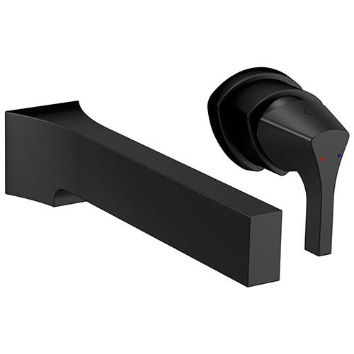 Delta Zura Matte Black Finish Single Handle Wall Mount Bathroom Sink Faucet Includes Rough-in Valve D3606V