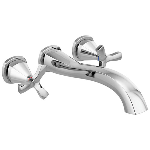 Qty (1): Delta Stryke Chrome Finish Cross Handle Wall Mounted Tub Filler Faucet Trim Kit