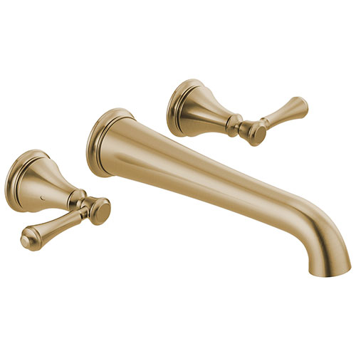 Delta Cassidy Champagne Bronze Finish 2 Handle Wall Mount Tub Filler Faucet Includes Rough-in Valve D3012V