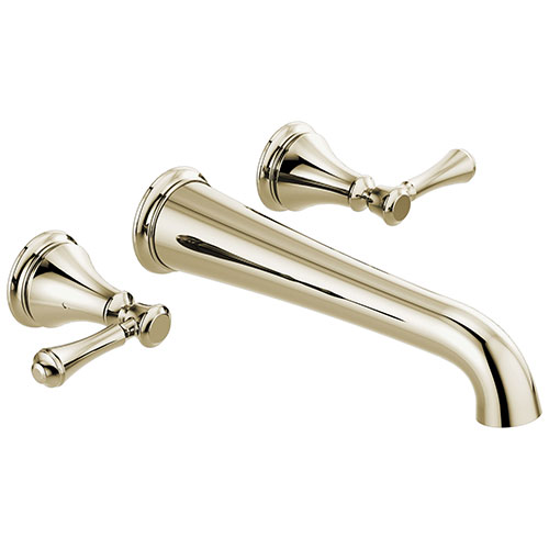 Delta Cassidy Polished Nickel Finish 2 Handle Wall Mount Tub Filler Faucet Includes Rough-in Valve D3011V