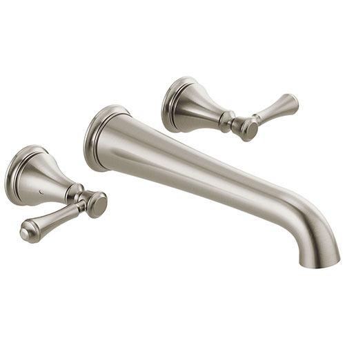 Qty (1): Delta Cassidy Stainless Steel Finish 2 Handle Wall Mount Tub Filler Faucet Trim Kit