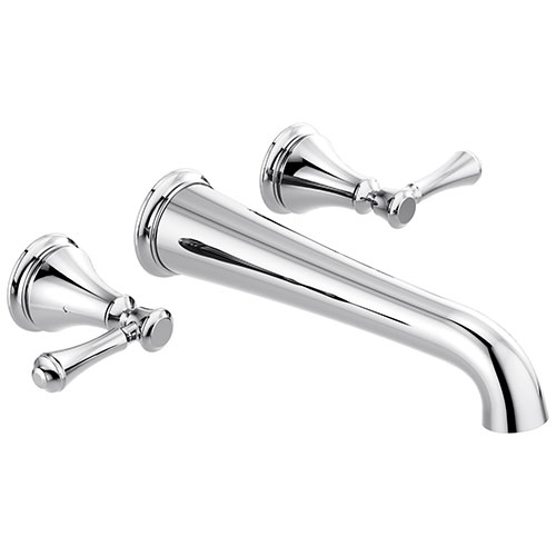 Delta Cassidy Chrome Finish 2 Handle Wall Mount Tub Filler Faucet Includes Rough-in Valve D3008V